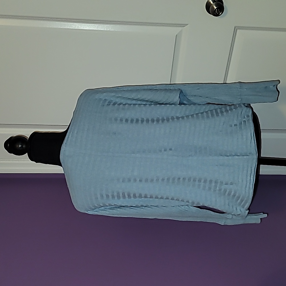 Soho Jeans Light Blue Striped Long Sleeve Top Sz: XL - Picture 4 of 7